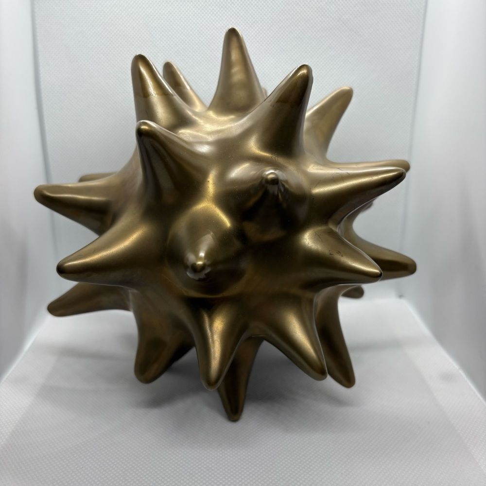 Mid Century Gold Ceramic Sea Urchin Starburst Sculpture